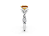 White gold Emerald Cut Citrine  Halo Twist Band Solitaire Prong Setting Ring_26