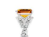 White gold Emerald Cut Citrine  Halo Twist Band Solitaire Prong Setting Ring_29