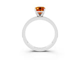 White gold Emerald Cut Citrine Milgrain Pavé Engagement Ring with Four-Prong Setting_15