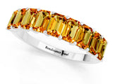 White gold Emerald Cut Citrine Prong-Set Eternity Band_7