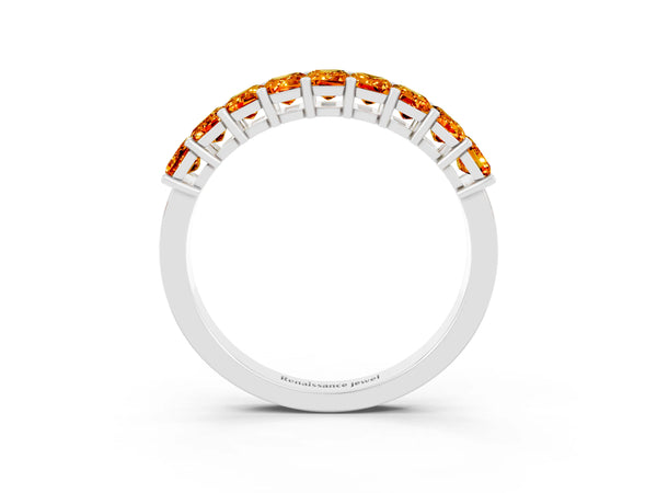 White gold Emerald Cut Citrine Prong-Set Eternity Band