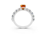 White gold Emerald Cut Citrine Prong Setting with Side Stones on a Pave Band_3