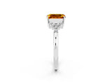 White gold Emerald Cut Citrine Ring with Side Stones and Four-Prong Setting_38