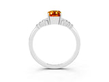White gold Emerald Cut Citrine Ring with Side Stones and Four-Prong Setting_39