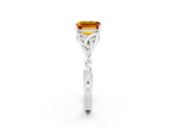 White gold Emerald Cut Citrine Solitaire Celtic Knot Ring with Four-Prong Setting_14