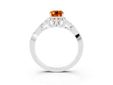 White gold Emerald Cut Citrine Solitaire Celtic Knot Ring with Four-Prong Setting_15