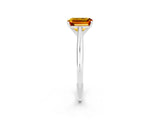 White gold Emerald Cut Citrine Solitaire Engagement Ring with Cathedral Setting and Four-Prong Mount_32