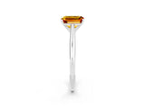 White gold Emerald Cut Citrine Solitaire Engagement Ring with Cathedral Setting and Four-Prong Mount_38