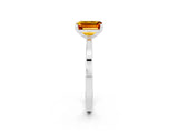 White gold Emerald Cut Citrine Solitaire Engagement Ring with Classic Band and Four-Prong Setting_26