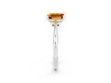 White gold Emerald Cut Citrine Solitaire Engagement Ring with Classic Band and Four-Prong Setting_50