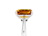 White gold Emerald Cut Citrine Solitaire Engagement Ring with Classic Band and Four-Prong Setting_53