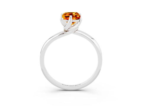 White gold Emerald Cut Citrine Solitaire Engagement Ring with Four-Prong Setting and Classic Band_39