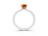 White gold Emerald Cut Citrine Solitaire Engagement Ring with Pavé Band and Four-Prong Setting_3