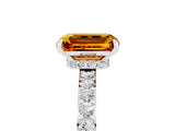 White gold Emerald Cut Citrine Solitaire Engagement Ring with Pavé Band and Four-Prong Setting_5