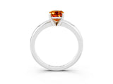 White gold Emerald Cut Citrine Solitaire Engagement Ring with Round Band and Four-Prong Setting_3
