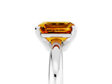 White gold Emerald Cut Citrine Solitaire Engagement Ring with Round Band and Four-Prong Setting_5