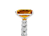 White gold Emerald Cut Citrine Solitaire Pavé Band with Four-Prong Setting_5