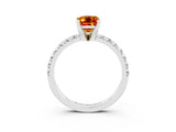 White gold Emerald Cut Citrine Solitaire Pavé Engagement Ring with Round Band and Prong Setting_15
