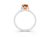 White gold Emerald Cut Citrine Solitaire Ring with Flower Prong Setting and Classic Band_27