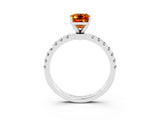 White gold Emerald Cut Citrine Solitaire Ring with Pavé Accents and Four-Prong Setting_3