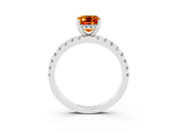 White gold Emerald Cut Citrine Solitaire Ring with Pavé Band and Four-Prong Setting_27