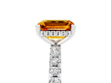 White gold Emerald Cut Citrine Solitaire Ring with Pavé Band and Four-Prong Setting_29