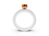 White gold Emerald Cut Citrine Solitaire Ring with Pavé and Channel Set Band_3