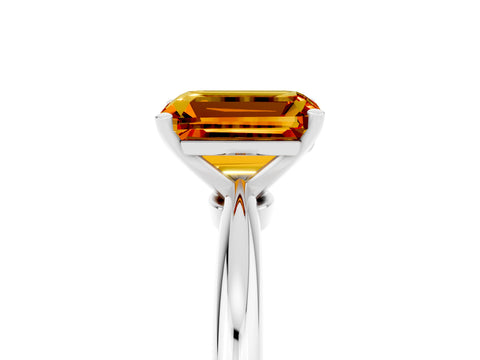 White gold Emerald Cut Citrine Solitaire Ring with Six-Prong Setting and Classic Band_5