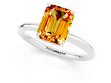 White gold Emerald Cut Citrine Solitaire Ring with Thin Band and Four-Prong Setting_13