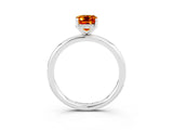 White gold Emerald Cut Citrine Solitaire Ring with Thin Band and Four-Prong Setting_15