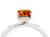 White gold Emerald Cut Citrine Solitaire Ring with Thin Band and Four-Prong Setting_16