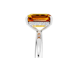 White gold Emerald Cut Citrine Solitaire Ring with Thin Band and Four-Prong Setting_17