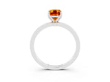 White gold Emerald Cut Citrine Solitaire Ring with Thin Band and Prong Setting_15