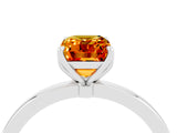 White gold Emerald Cut Citrine Solitaire Ring with Thin Band and Prong Setting_16