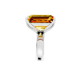 White gold Emerald Cut Citrine Solitaire Ring with Thin Band and Prong Setting_17
