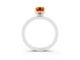 White gold Emerald Cut Citrine Solitaire Ring with Thin Band and Prong Setting_39