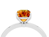 White gold Emerald Cut Citrine Solitaire Ring with Thin Band and Prong Setting_40