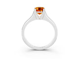 White gold Emerald Cut Citrine Solitaire Ring with Wide Band and Prong Setting_3