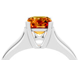 White gold Emerald Cut Citrine Solitaire Ring with Wide Band and Prong Setting_4