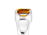White gold Emerald Cut Citrine Solitaire Ring with Wide Band and Prong Setting_5