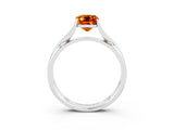 White gold Emerald Cut Citrine Solitaire Twist Band Prong Setting Ring_62