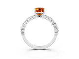 White gold Emerald Cut Citrine Solitaire with Side Stones, Pave Band, Four-Prong Setting_51