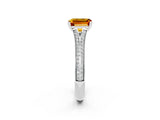 White gold Emerald Cut Citrine Split Shank Engagement Ring with Pavé Band_2