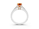 White gold Emerald Cut Citrine Split Shank Engagement Ring with Pavé Band_3