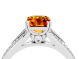 White gold Emerald Cut Citrine Split Shank Engagement Ring with Pavé Band_4