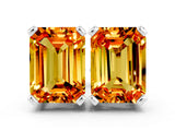 White gold Emerald Cut Citrine Stud Earrings_24