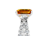 White gold Emerald Cut Citrine Three-Stone Ring with Pavé Split Shank and Four-Prong Setting_5