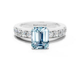 White gold Emerald Cut Cut Channel Set Diamond Engagement Ring with Four-Prong Setting