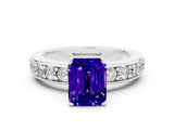 White gold Emerald Cut Cut Channel Set Diamond Engagement Ring with Four-Prong Setting