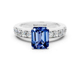 White gold Emerald Cut Cut Channel Set Diamond Engagement Ring with Four-Prong Setting